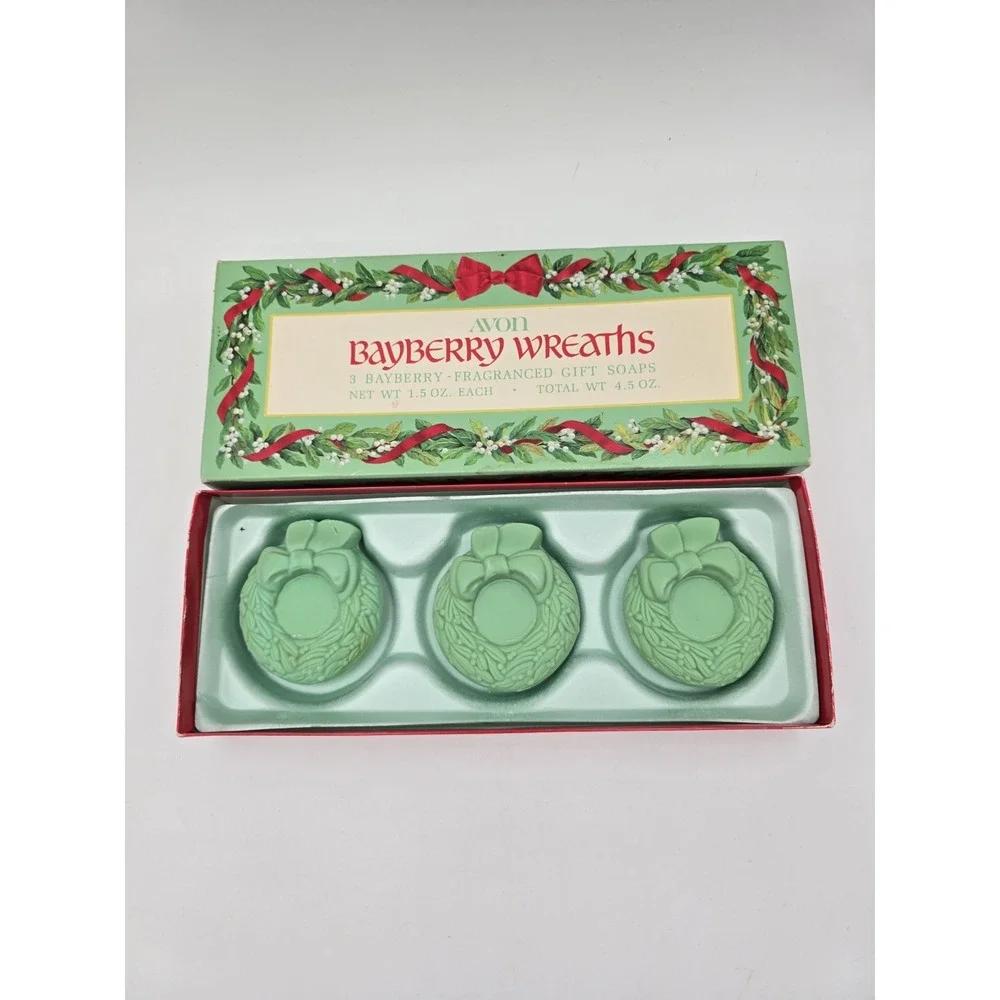 4 Vtg Avon Holiday Guest Soap Bayberry Wreath Winterscapes Country Christmas‎